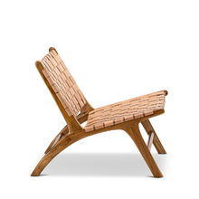 Cassie Woven Leather & Teak Lounge Chair