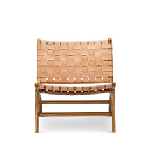Cassie Woven Leather & Teak Lounge Chair