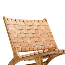 Cassie Woven Leather & Teak Lounge Chair
