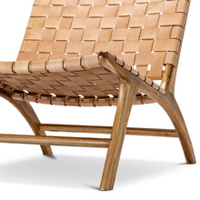 Cassie Woven Leather & Teak Lounge Chair