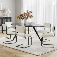 6 Seater Miel Boucle Oval Dining Table & Chair Set