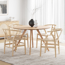 4 Seater Natural Davian Round Dining Table & Chair Set