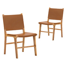 Casey Flat Cowhide Leather Dining Chairs (Set of 2)