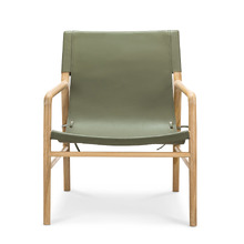 Norah Sling Leather & Teak Armchair