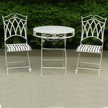Albany 3 Piece Antique White Wrought Iron Dining Set