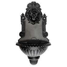 Black Lion Cast Iron Wall Fountain Set