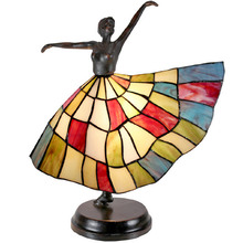 40cm Art Deco Skirted Dancer Tiffany Style Accent Lamp