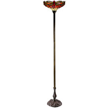 Red Dragonfly Tiffany-Style Torchiere Floor Lamp