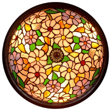 Garden Cosmos Stained Glass Tiffany Flush Mount Ceiling Light