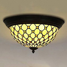 Bead Stained Glass Tiffany Flush Mount Ceiling Light