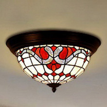 Baroque Stained Glass Tiffany Flush Mount Ceiling Light