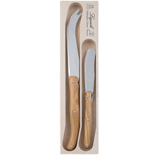 2 Piece Laguiole Debutant Olive Wood Cheese Knife Set