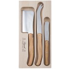 3 Piece Laguiole Debutant Olive Wood Cheese Knife Set