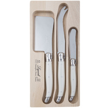 3 Piece White Laguiole Debutant Cheese Knife Set