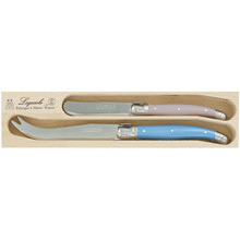2 Piece Pink & Blue Laguiole Debutant Cheese Knife Set