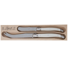 2 Piece White Laguiole Debutant Cheese Knife Set