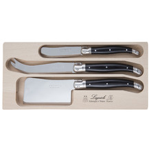 3 Piece Black Laguiole Debutant Cheese Knife Set