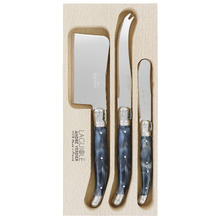 3 Piece Marbled Grey Laguiole Debutant Cheese Knife Set