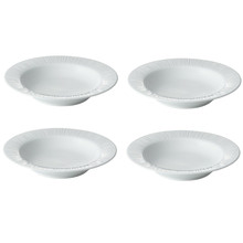 White Conifere Rimmed Porcelain Soup Bowls (Set of 4)
