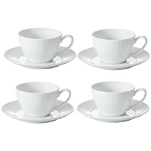 White Conifere Coffee Cups & Saucers (Set of 4)