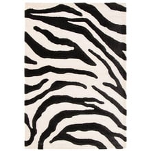 Cream & Black Oran Zebra Power-Loomed Rug