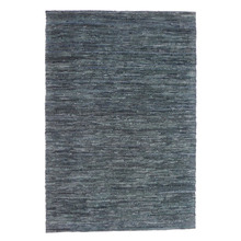 Dark Grey Angus Flat Weave Leather & Cotton Rug