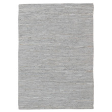 Light Grey Angus Flat Weave Leather & Cotton Rug