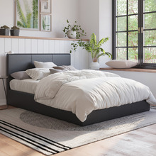 Como PU Leather Gas Lift Storage Bed Frame