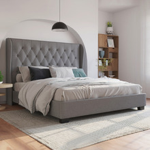 Grey Harlow Winged Bed Frame