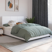 White Como PU Leather Bed Frame