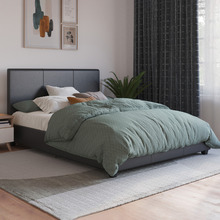 Black Como PU Leather Bed Frame