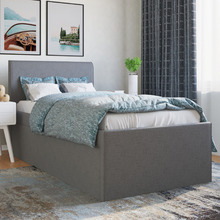 Grey Selina Upholstered King Single Bed with Trundle