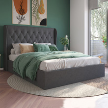 Charcoal Harlow Winged Gas Lift Storage Bed Frame