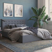 Grey Kylie Upholstered Gas Lift Storage Bed Frame