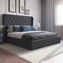 Charcoal Harlow Upholstered Bed Frame with Storage