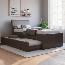 Vivian Faux Leather King Single Bed with Trundle