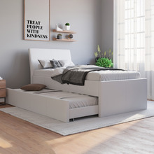 Vivian Faux Leather King Single Bed with Trundle