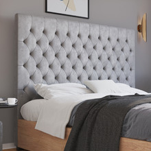 Grey Modern Classic Mansory Velvet Bedhead
