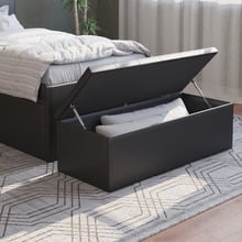 Oxford Faux Leather Storage Ottoman Bench
