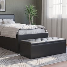 Oxford Faux Leather Storage Ottoman Bench