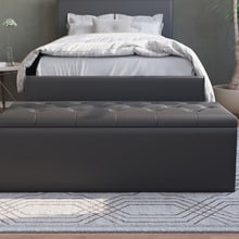Oxford Faux Leather Storage Ottoman Bench