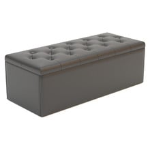 Oxford Faux Leather Storage Ottoman Bench