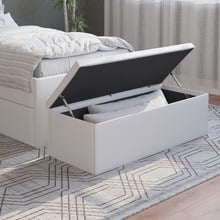 Oxford Faux Leather Storage Ottoman Bench
