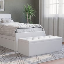 Oxford Faux Leather Storage Ottoman Bench
