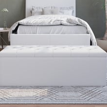 Oxford Faux Leather Storage Ottoman Bench