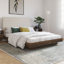 Beige & Walnut Apollo Bed Frame