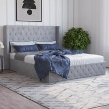 Kuiper Velvet Gas Lift Storage Bed Frame