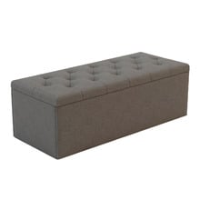 Grey Oxford Fabric Storage Ottoman Bench