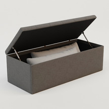Grey Oxford Fabric Storage Ottoman Bench