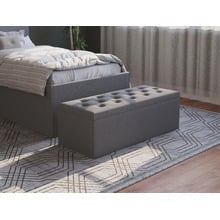 Grey Oxford Fabric Storage Ottoman Bench